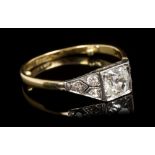 Art Deco diamond single stone ring with an old cut diamond estimated to weigh approximately 0.