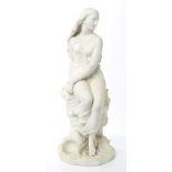 Victorian Minton Parian ware of Miranda by John Bell - the semi-clad beauty sitting on a rock with