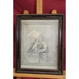 18th century pencil sketch after Guircino - bearded figure and child, dated 1782,