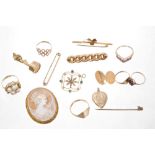 Group of jewellery - to include gold dress rings,