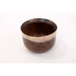 Rare 17th century silver mounted burrwood tumbler cup, possibly burr yew,