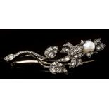 Victorian pearl and diamond floral spray brooch,