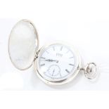 Contemporary silver Bernex hunter pocket watch with stem-wind Swiss movement - external sterling