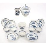 Rare 18th century Lowestoft blue and white miniature or toy tea service, circa 1762 - 1765,