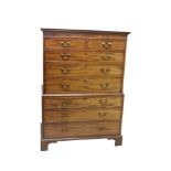 Good George III mahogany chest on chest of diminutive proportions,