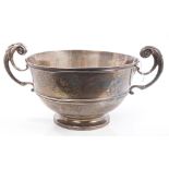 Late Victorian silver two-handled rose bowl of circular form,