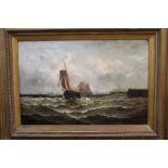 Cyril Tempest, 19th century oil on canvas - fishing vessels off Dover Harbour,