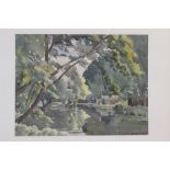 *Ethelbert White (1891 - 1972), watercolour - River Wey, Guilford, signed, 35cm x 46cm,