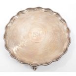 George III silver salver of circular form, with spiral-turned decoration,