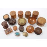 Large collection of 19th century treen boxes and vertu items - to include small oak box with inset