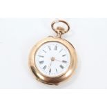 Ladies' gold (14k) open face fob watch with stem-wind movement,