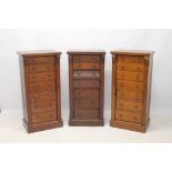Unusual set of three Victorian oak Wellington chests,