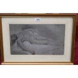 Alfred Chalon (1780 - 1860), crayon sketch - a reclining male nude, monogrammed and dated 1844,