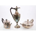 Early 19th century silver plated hot water jug of neoclassical form,