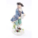 Two 18th / 19th century German porcelain figures - Shepherd and Shepherdess, on rococo bases, 18.