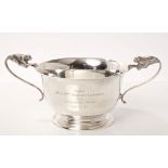 1930s silver two-handled cup with flared rim,