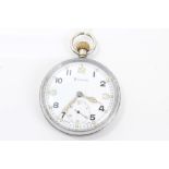 Second World War Helvetia military pocket watch with luminous hands and numeral dots,