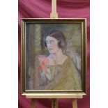 Amy Miller-Watt (1900 - 1956), oil on canvas - portrait of a lady, in gilt frame,
