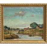 *Stuart Scott Somerville (1908 - 1993), oil on board - On The River at Stutton, signed, circa 1977,