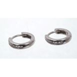 Pair white gold (18ct) diamond hoop earrings,