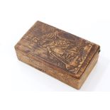 Early 19th century Russian pressed cedar table box with portrait of a King to lid,
