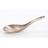 Late 19th / early 20th century Chinese silver traditional style soup spoon with spot-hammered