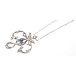 Edwardian sapphire and diamond pendant necklace,