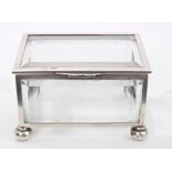 Good quality Edwardian silver mounted glass casket of rectangular form,