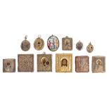 Collection of Imperial Russian miniature icons and religious pendants - mostly late 19th / early