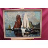 Early 20th century Scandinavian School oil on canvas - fishing boats in a harbour,