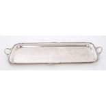 1920s silver two-handled tray of rectangular form,