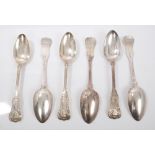 Set of six George IV silver single-struck Scottish Bastard Kings pattern tablespoons (Glasgow 1824),