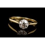 Diamond single stone ring, the old cut diamond estimated to weigh approximately 0.
