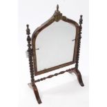 19th century Continental rosewood and gilt metal mounted dressing table mirror with arched swing