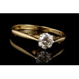 Diamond single stone ring, the round brilliant cut diamond estimated to weigh approximately 0.