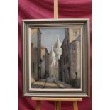 Walkern Wright, contemporary oil on board - Parisian street view, signed, framed,