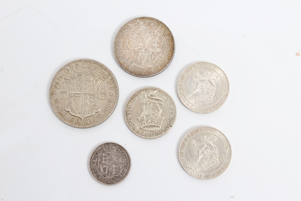 G.B. mixed silver coinage - to include Victoria O.H. Florin 1901.