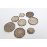 World - mixed silver coinage - to include South Africa Kruger Half Crown 1896. GVF, Florins 1893.