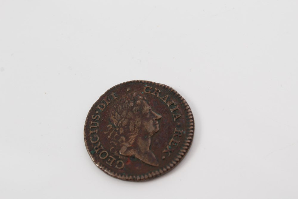 Ireland - Woods Halfpenny 1722. Rev: Harp to left - a rare variety.