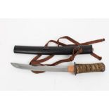 18th century Japanese tanto dagger with gilt mounted iron mounts and shagreen grip,