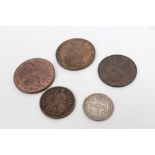 G.B. mixed coinage - to include Charles II Fourpence 1683. GVF, Farthing 1674.