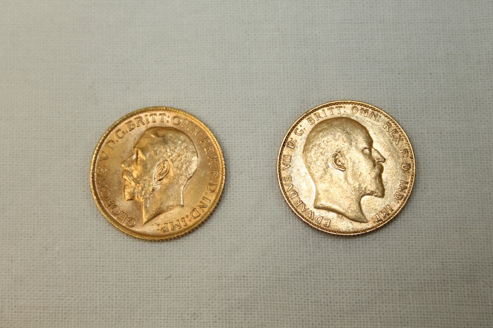 G.B. gold Sovereigns - Edward VII 1908. GF and George V 1913. - Image 2 of 2