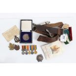 Boer War/First World War miniature medal group, girl guides belt,