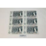 Banknotes - G.B. QEII. Series 'C' Hollom blue Five Pound notes (Feb. 1963).