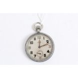 British Military open faced pocket watch, by Helvetia, with silvered dial,