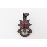 Silver and enamel Royal Sussex Regiment badge,