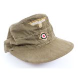 Scarce Second World War Nazi Afrika Korps M-43 'ski cap' with red lining,