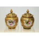 Pair of Royal Worcester pot pourri vases and covers,