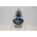 French art glass scent flask with stopper, signed on base,
