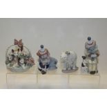 Four Lladro porcelain figures - Two clowns,